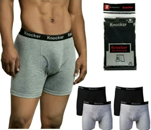 6 Pack Mens Boxer Briefs 100% Cotton Black Gray Underwear Underpants Lot S-3XL - Picture 1 of 5