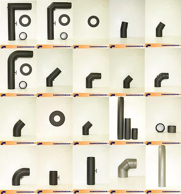 COLOR EMAJL Ofenrohr Rauchrohr Kaminrohr Kamin Abgasrohr Bogen 120 130 150 160 180 200