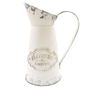 Farmhouse White Jugs Vases for Flower Metal Milk Jug Farmhouse Flower Pitcher... - Picture 1 of 7