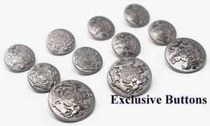 Silver Metal Blazer Buttons Set - Lion & Unicorn - Picture 1 of 1