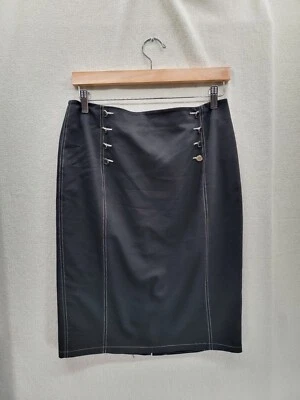 Ivanka Trump Black Pencil Button/Logo  Zip back Skirt Size-6 - Image 1 of 4