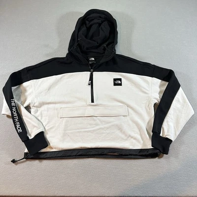 Sudadera con capucha recortada con media cremallera The North Face para mujer suéter polar negro blanco XS Foto 1 de 4
