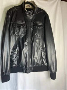 Tommy Hilfiger Men’s Faux Leather Jacket S Black, Motorcycle Jacket Lined - Picture 1 of 22