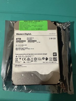 8 TB SATA HUH721008ALE600 WD 3,5" Enterprise Server HDD DC HC510 7,2 K 6 Gbps 256 MB Foto 1 de 4