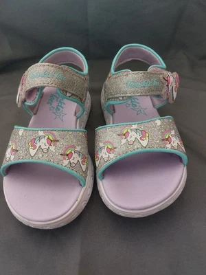 Sandalias Twinkle Toes Niña Pequeña Púrpura Punta Abierta Iluminadas Brillantes Zapatos Talla 9 Foto 1 de 4