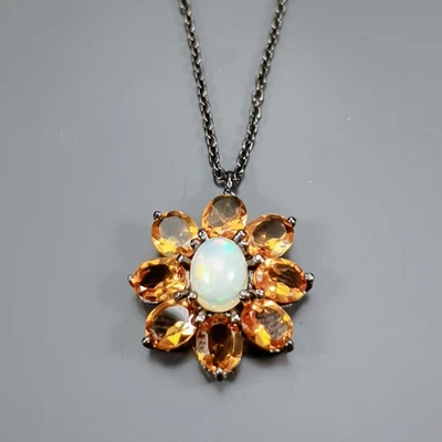 Jewellery Natural Opal Necklace 925 Sterling Silver 16.5"/N27558 - Image 1 of 4