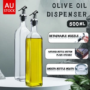 250/500ml Glass Bottle Kitchen Tools Olive Oil Vinegar Pourer Dispenser Cooking - Picture 1 of 16