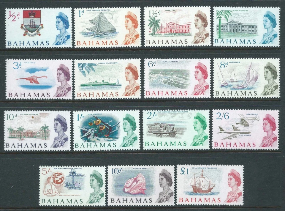 BAHAMAS 1965 SG247/61 набор из 15 королевы Елизаветы II unmounted новом каталог £50 - Изображение 1 из 1