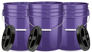 5 Gallon Bucket pail with Screw on Air tight Lid- Food Grade BPA Free ( 3 Pack) - Picture 1 of 6