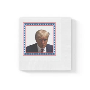 Trump Mug Shot White Coined Napkins  - Picture 1 of 13