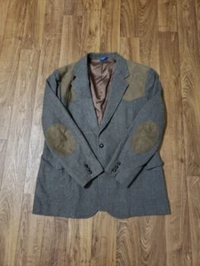 Vintage Pendleton Tweed Wool & Suede Men's 48L Brown Herringbone Western Jacket - Bild 1 von 12