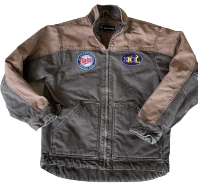 Chaqueta Dri Duck Vikingos Gemelos SKOL Marrón Lona Pana Cuello Tareas Chaqueta MED Foto 1 de 4