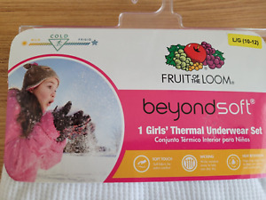 Fruit Of The Loom Girls' Thermal Underwear Set L (10-12) White Pink.
