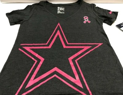 Dallas Cowboys Women's Charcoal V-Neck Tee Breast Awareness Large - Image 1 of 3