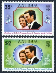 Antigua 321-322 2 sets, MNH. Michel 310-311. Princess Anne, Mark Phillips. 1973. - Picture 1 of 1
