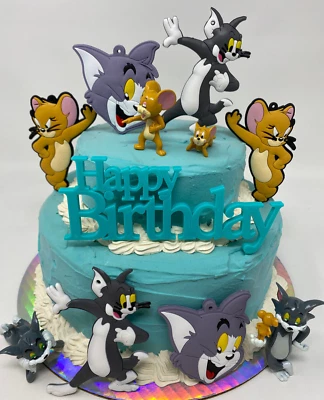 Tom and Jerry Deluxe Birthday Cake Toppers Set Brand New