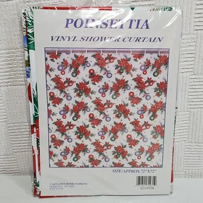 Nuevo Clavel Hogar Moda Navidad Pascua Vinilo 72" por 72" Cortina de Ducha Foto 1 de 3