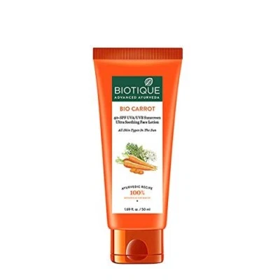 Biotique Bio Carrot 40+ SPF UVA/UVB Sunscreen Ultra Soothing Face Lotion 50ml. - Image 1 of 3