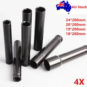 4X Extra Deep Long Metric Impact Socket 1/2" Drive 6 Sided Single Hex 18-24mm AU - Picture 1 of 12