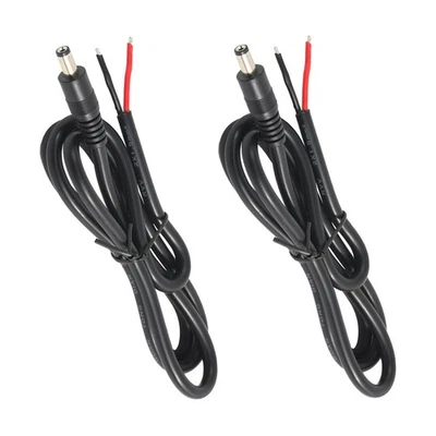 Jienk 2Pcs 3FT 14AWG 15A 12V DC Power Pigtails Cable, 5.5mm x 2.1mm Male Barr...