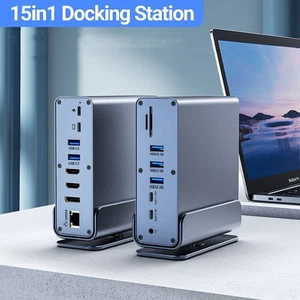 Station d'accueil USB C 15 en 1 avec triple écran 4K et transfert de données 10Gbps - Photo 1/12