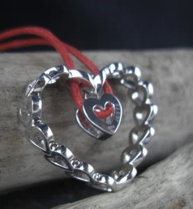 Kette mit Anhänger Herz Herzen JETTE 925er Sterling Silber - Picture 1 of 3