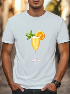 Vibrant Cocktail Print Graphic T-Shirt Unisex Men Women Trendy Tee Casual Tee - Picture 1 of 19