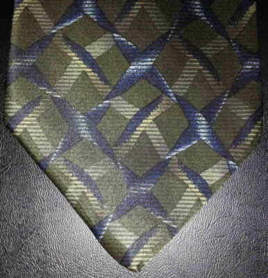 Ketch Tie Silk Olive Green Navy Blue Tan Geometric Star Diamond Design NIB t4206 Foto 1 de 4