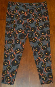 Women's Terra & Sky Halloween Gray Pumpkin Stretchy Smooth Leggings 0X,1X,2X,4X - Picture 1 of 3