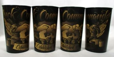 DYNAMIC DRINKWARE Lot of 4 Duck Dynasty Commander 22 oz Souvenir Cup Drinkware Gold Logo USA A-13