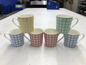 Set Of Six Ethos UK Design Brown Fine Bone China Coffee Mugs - Picture 1 of 5