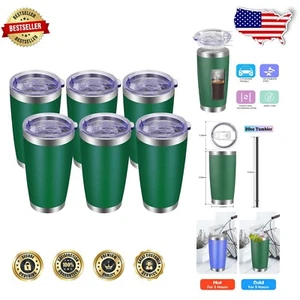 Eco-Friendly 20oz Travel Tumblers with Straw - Insulated Coffee Cup Set of 6 - Picture 1 of 8