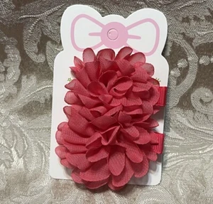 Fuchsia Chiffon Flower Adorable Floral Hair Bow Clips Girl Hair Barrette Set - Picture 1 of 5