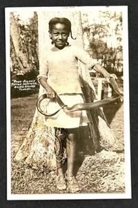 20s Ross Allen Reptile Silver Springs FL Black Girl Snake circus postcard - Picture 1 of 2
