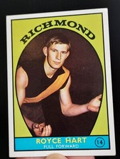 Scanlens 1968A VFL Footy card #14 Royce Hart RICHMOND VGC-EXC *rookie card*