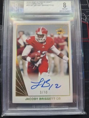 2016 leaf ultimate draft gold spectrum #bajb1 Jacob Bressett 3/10 graded 8,  1/1 - Image 1 of 2