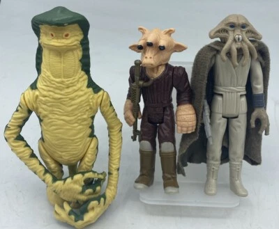 Vintage 1977-1980s Star Wars Lot of 3 Figs- Amanaman Squidface, Ree-Yees Last 17 - Image 1 of 4