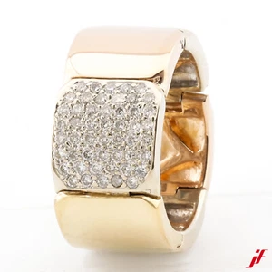 Flexible Band Ring 750/18K Yellow Gold Rose Gold 47 Diamonds Total 0.47 Ct - Picture 1 of 2