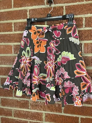 Antigua Falda Azul Marino Niñas Marrón Floral Tropical XS Foto 1 de 4