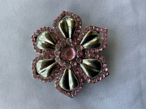 Brosche/Anstecknadel Strass rosa Blume rosa mit silberfarben - Bild 1 von 4