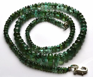 93.CT18" Natural Green Zambia Emerald Smooth Rondelle beads Necklace 2.5.- 8.5MM - Picture 1 of 3