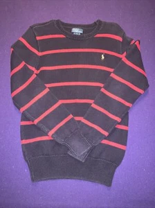Polo Ralph Lauren Blue Sweater With Red Stripes Boys Size Large L - Picture 1 of 4