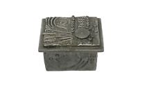Don Drumm Abstract Small Rectangular Metal Pewter Trinket Box With Lid