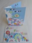 BIRTHDAY CARD - MULTICOLOURED FLOWERS/SWIRLS. HANDMADE ORIGINALS. 15 x 22cm.