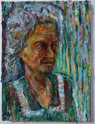 RESUMEN IMPASTO EXPRESIONISMO POP POP ORIGINAL PINTURA AL ÓLEO ARTE RETRATO FIRMADO Foto 1 de 4