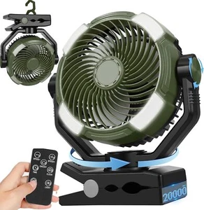 DUKUSEEK 9" Clip-On Camping Fan, 20000mAh 360° Desk Fan Rechargeable 60Hrs - Picture 1 of 8
