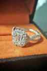 Womens Ring 14K White Gold Plated 3Ct Emerald Cut Lab Created Diamond Engagement