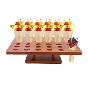 Wooden Ice Cream Cone Holder Stand 36-Hole Food Cone Display for Buffet - Picture 1 of 5