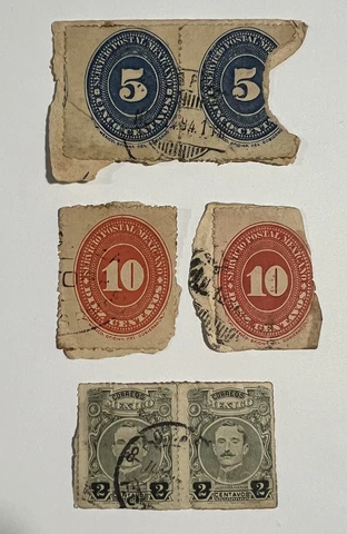 Mexico Stamp Collection Lot of 6 Used Numeral 10c 5c 2c Rare Antique 1887 Cover