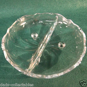 Heisey Waverly Pattern Divided Bowl 3 Footed Clear Lead Crystal  - Picture 1 of 8